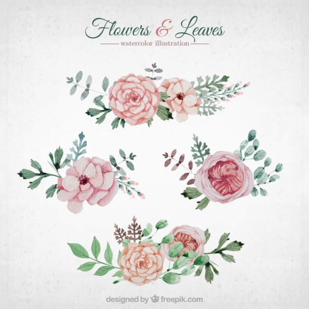 626x626 Watercolor Flowers And Leaves Vector Free Download