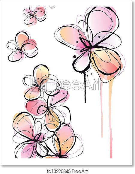 450x580 Free Art Print Of Abstract Watercolor Flowers, Vector Abstract