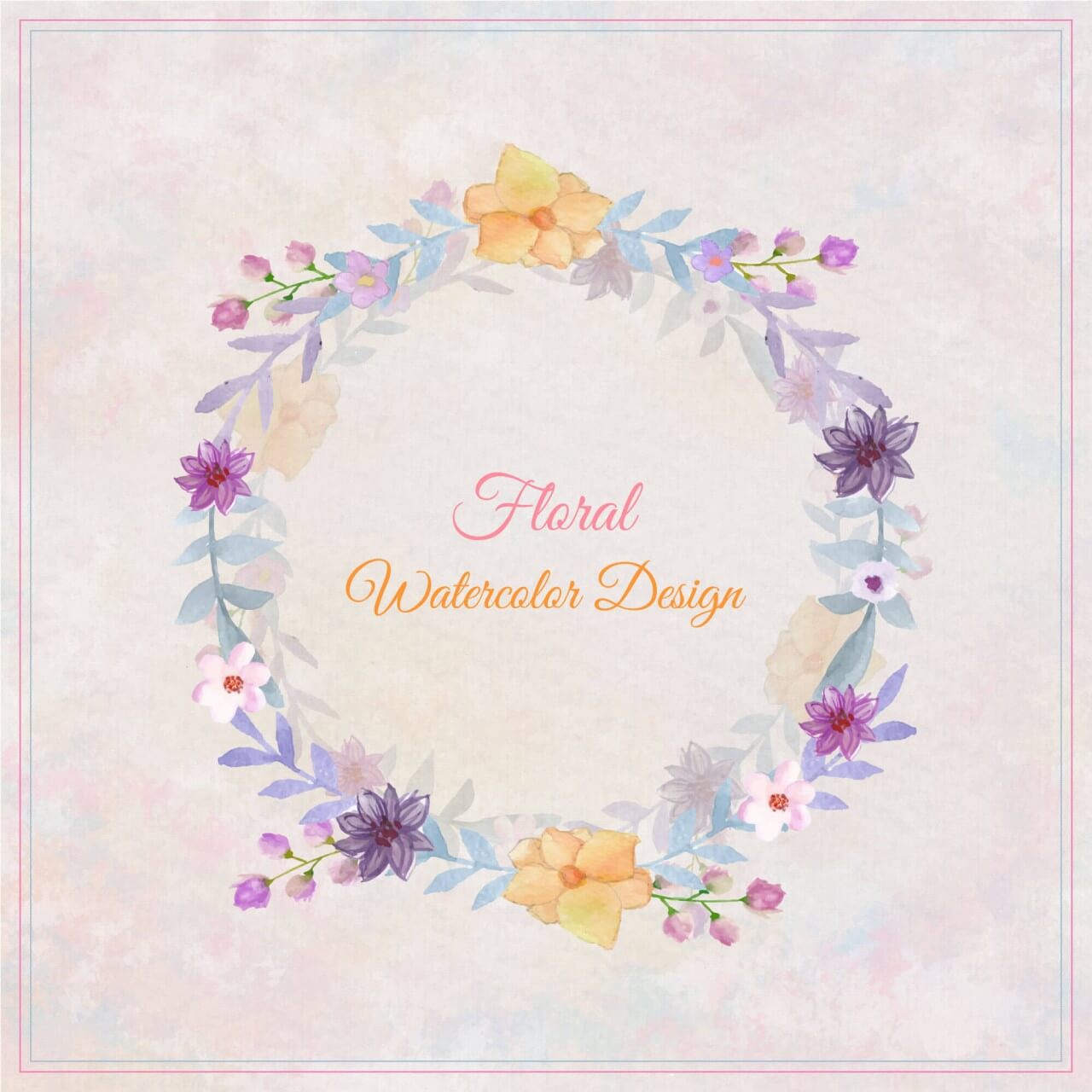 1280x1280 Free Vector Watercolor Floral Greeting Card Watercolor Flowers