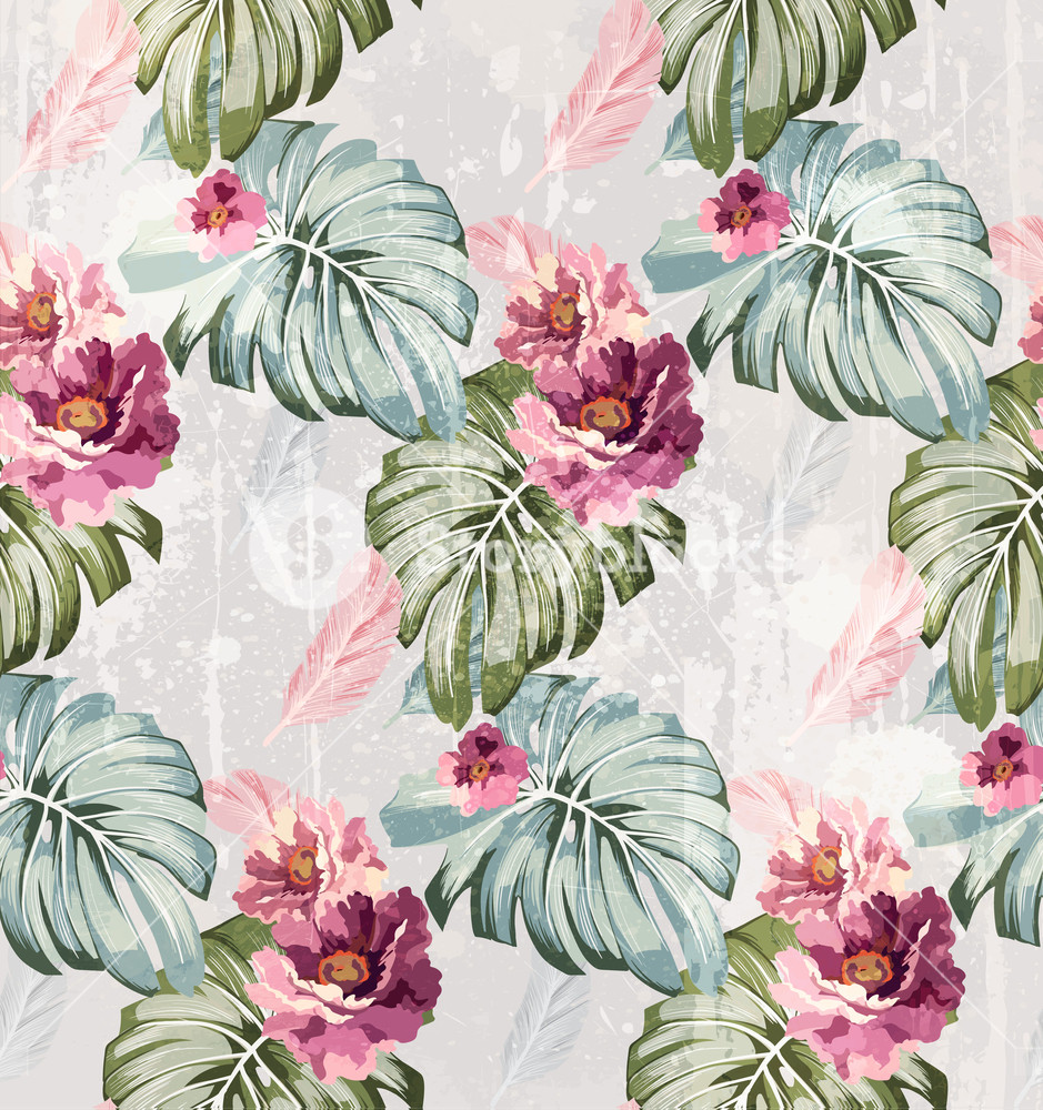 939x1000 Summer Watercolor Flowers Vector Vintage Roses Background Royalty