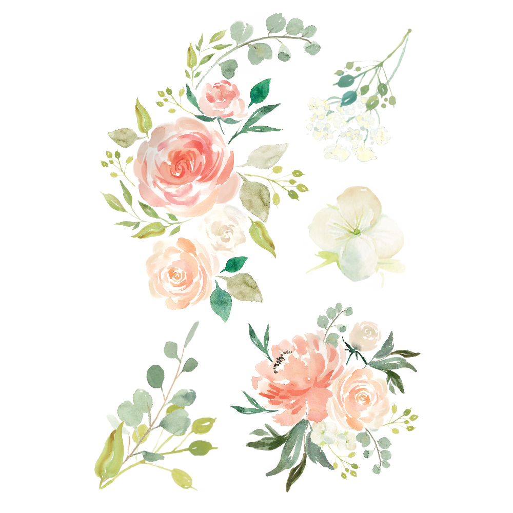 1000x1000 Watercolor Flowers Vector Tattoo