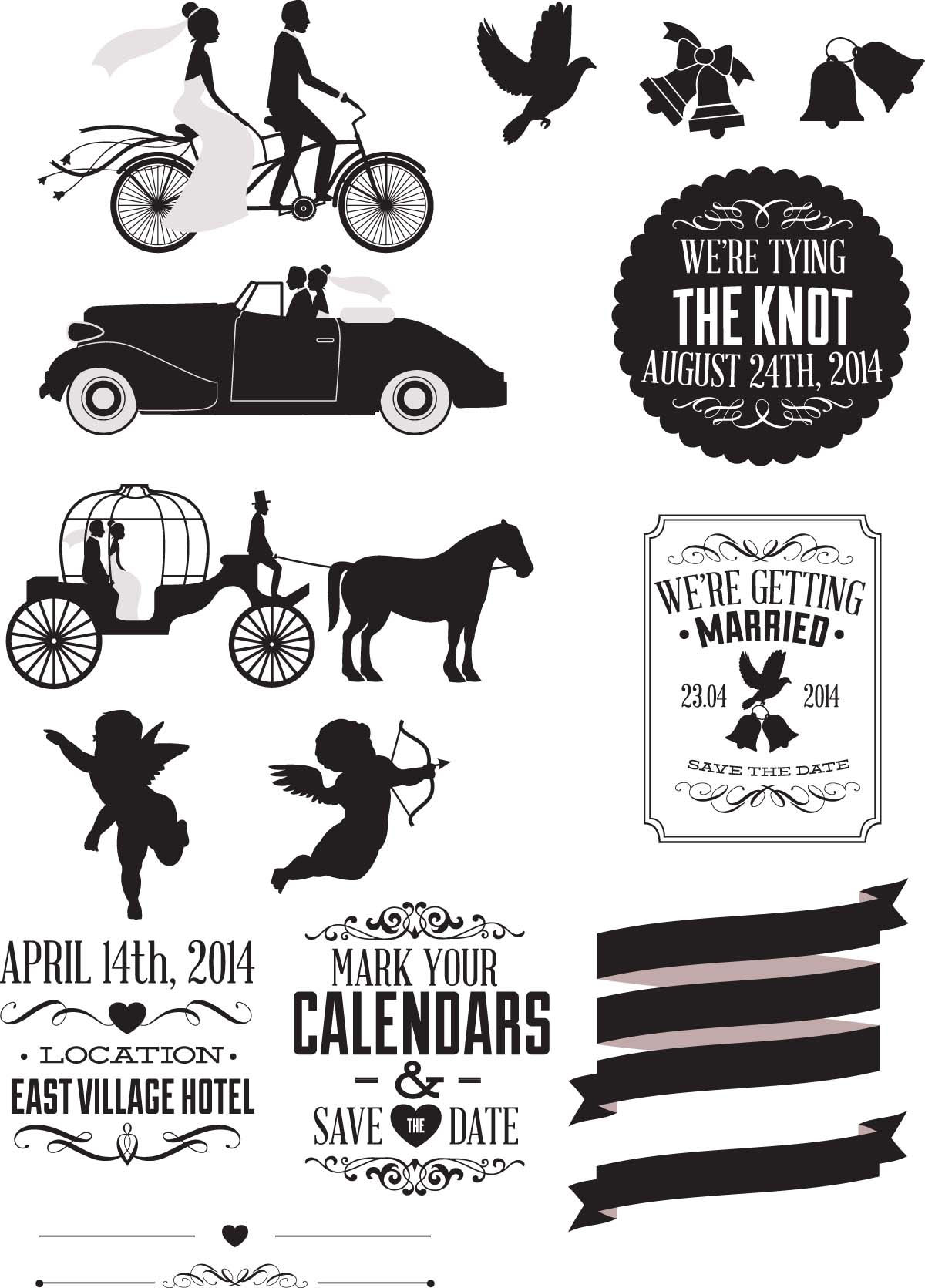 Wedding Retro Elements Vector Free Download 1200x1671 Wedding Retro Elements Vector Free Download