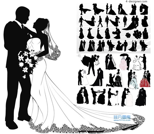 Designer Wedding Figures Silhouette Vector Free Download 650x567 Designer Wedding Figures Silhouette Vector Free Download