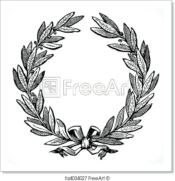 561x581 Olive Wreath Free Art Print Of Vector Olive Wreath Illustrated