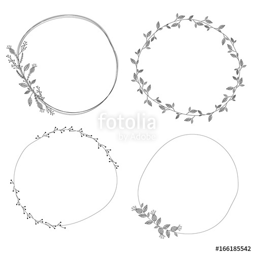500x500 Set Of Simple Digital Floral Wreath Vectors Stock Image