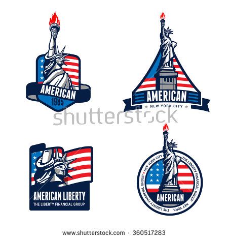 450x470 Usa Liberty Statue Logo Badge Design Vector Templates American