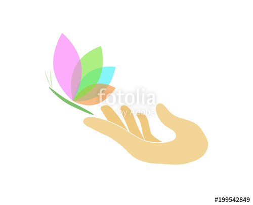 500x404 Hand And Butterfly Logo Of Freedom Vector Illustration Human