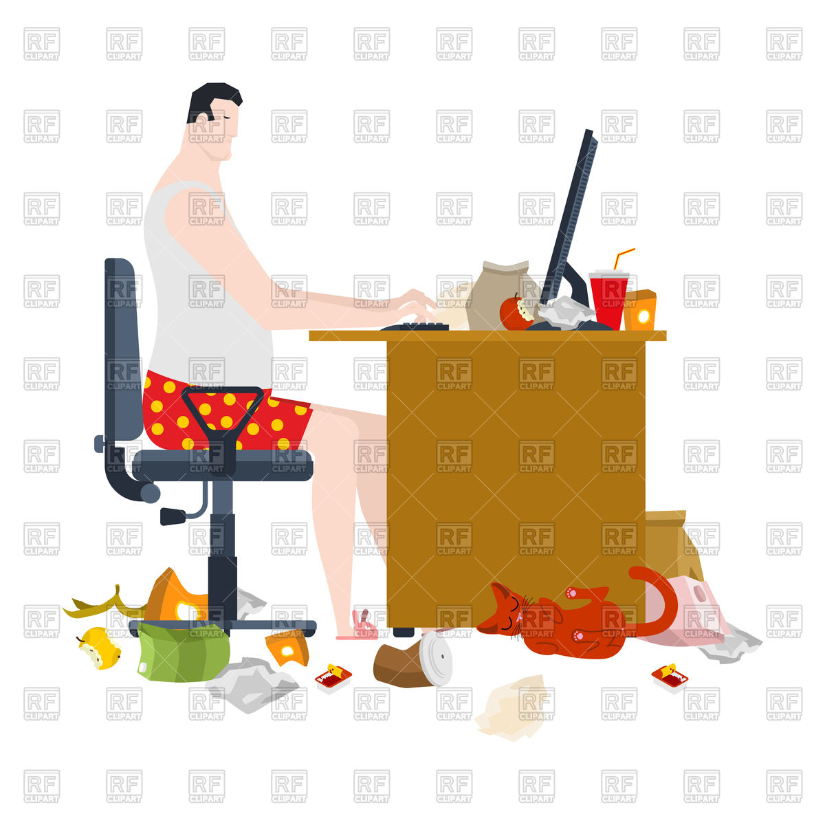 1200x1200 Freelancer And Dirty Work Table Vector Image Of People