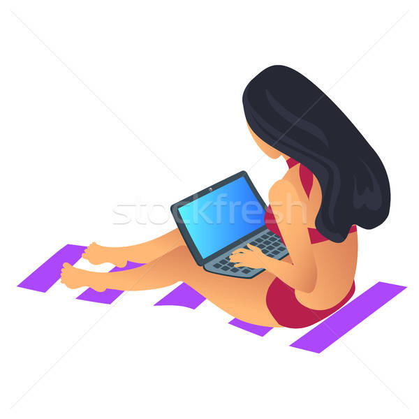 600x600 Business Summer Freelancer Vector Illustration Vector Illustration