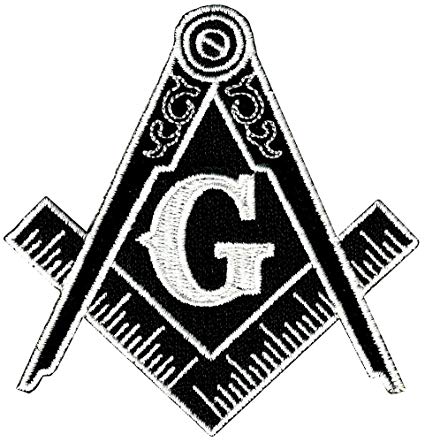 425x442 Masonic Logo Patch Black Iron On Embroidered Freemason Mason G