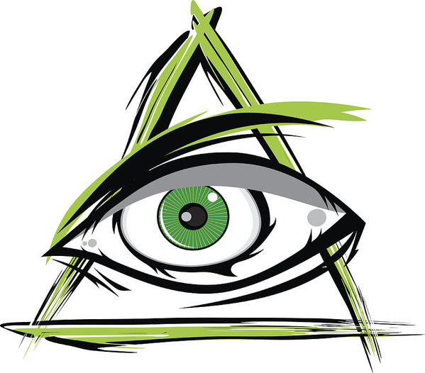 599x526 The All Seeing Eye Green Firey Flame Illuminati Freemasonry Vector