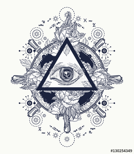 435x500 All Seeing Eye Pyramid Tattoo Art Freemason Concept Stock Image