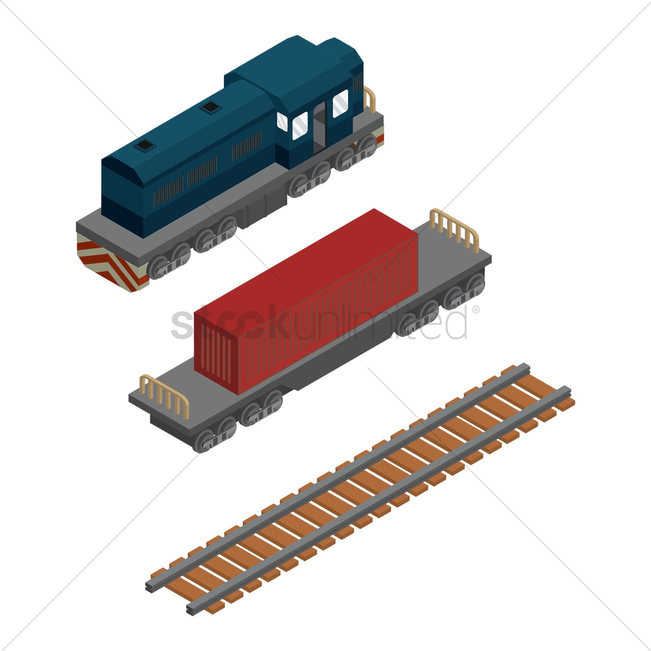 1300x1300 Isometric Train Vector Image