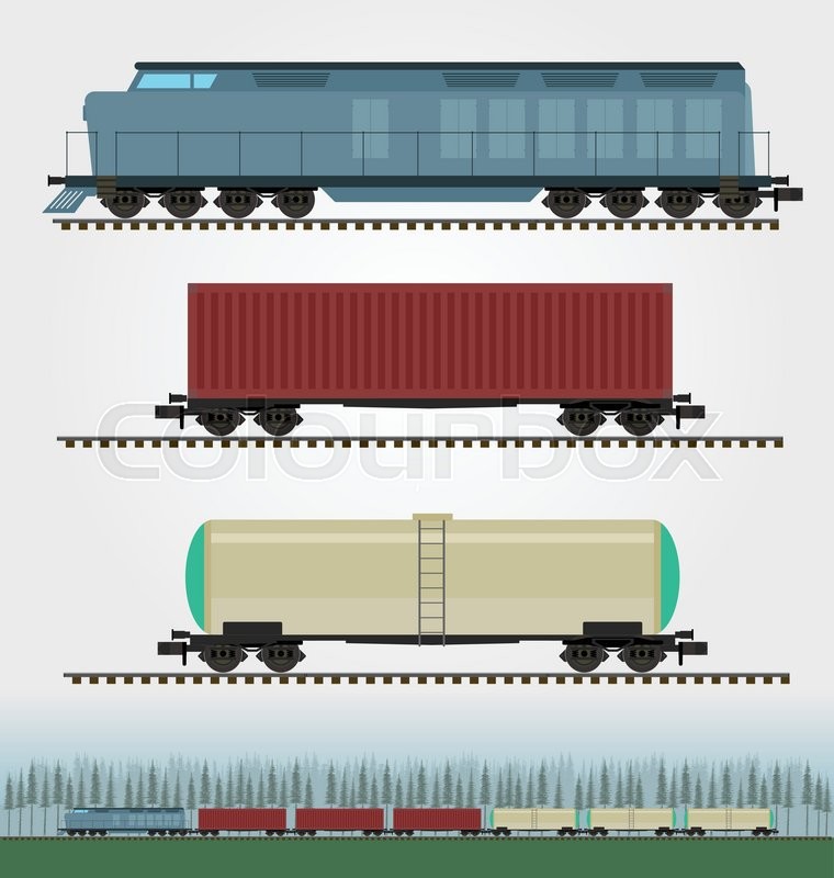 760x800 Set Of Freight Train Cargo Cars Stock Vector Colourbox