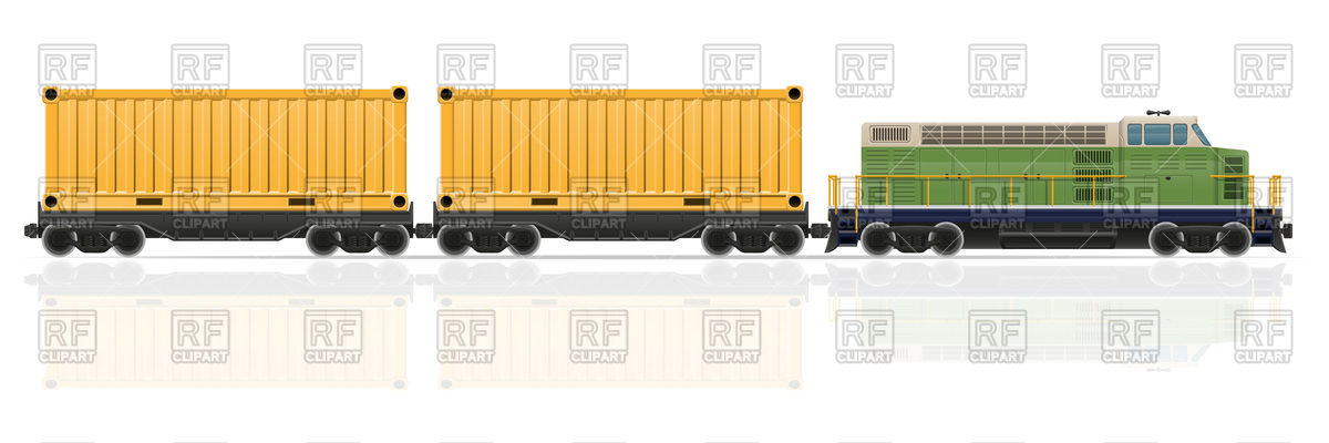 1200x400 Cargo Container Train With Diesel Locomotive Vector Image