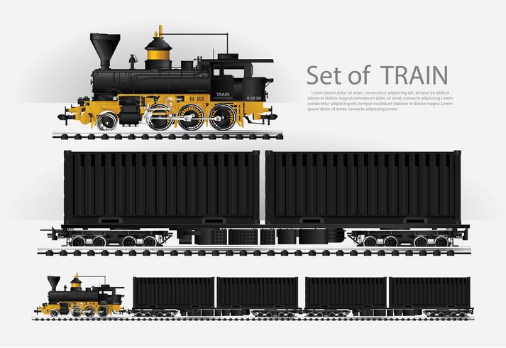 713x490 Cargo Train On A Rail Road Vector Illustration
