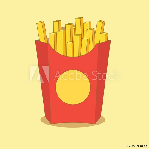 500x500 French Fries Vector Illustration, Flat Cartoon Style French Fried