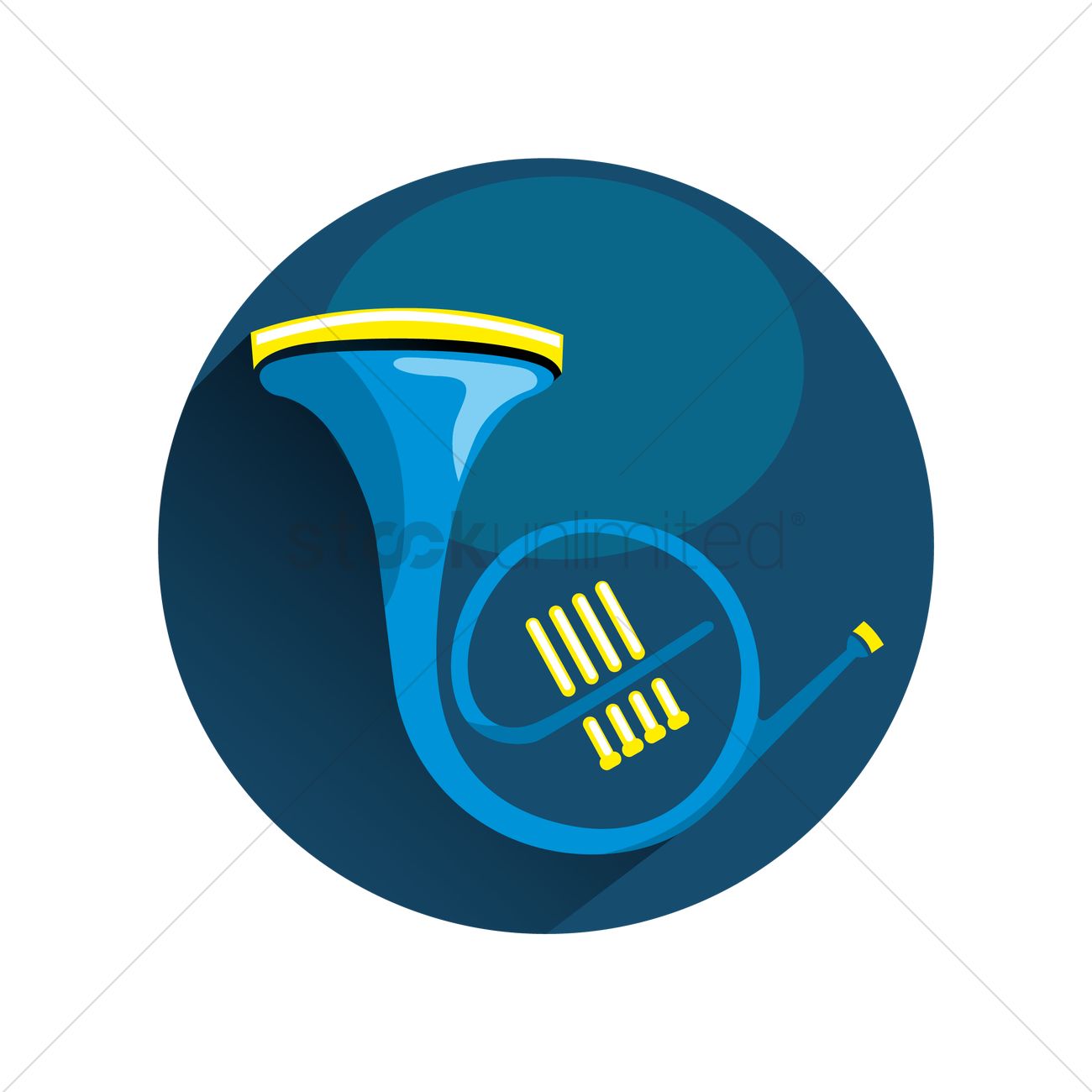 1300x1300 Blue French Horn Vector Image