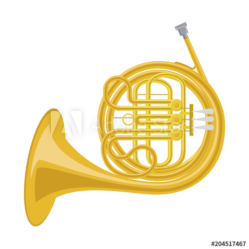 500x500 Vector Illustration Of A French Horn In Cartoon Style Isolated