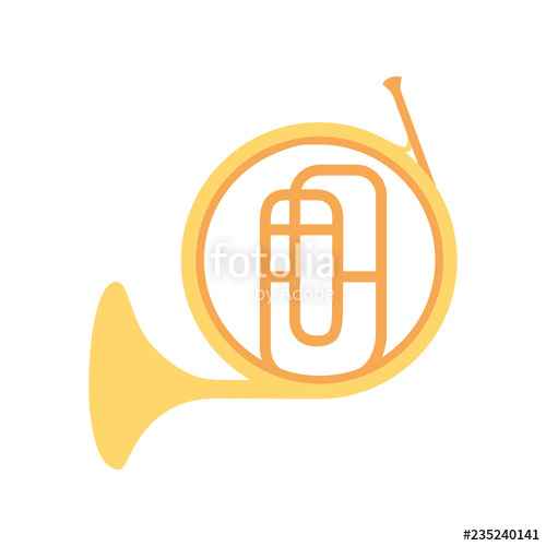 500x500 French Horn Instrument On White Background Stock Image