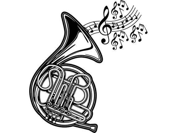 570x429 French Horn Musical Instrument Orchestra Blowing Brass Band Etsy