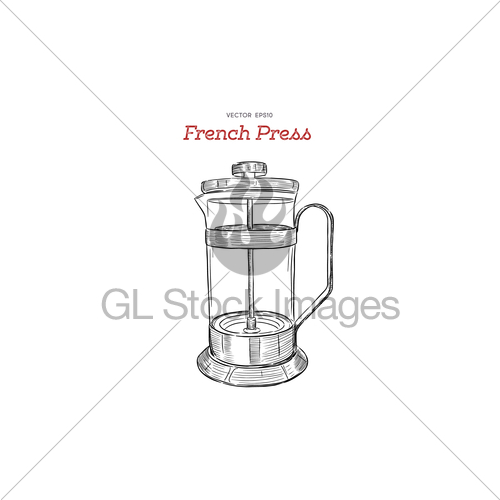 French Press Coffee Maker Hand Draw Vector Gl Stock Images 500x500 French Press Coffee Maker Hand Draw Vector Gl Stock Images