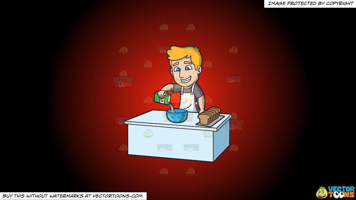 1152x648 Clipart A Man Adding Milk Into The French Toast Batter On A Red
