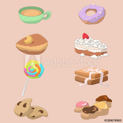 500x500 Collection Of Sweet Food And Drink Cappuccino, Donut, Croissant