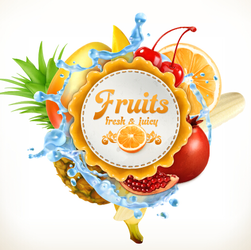 516x513 Fresh Fruits Vector Label Free Download