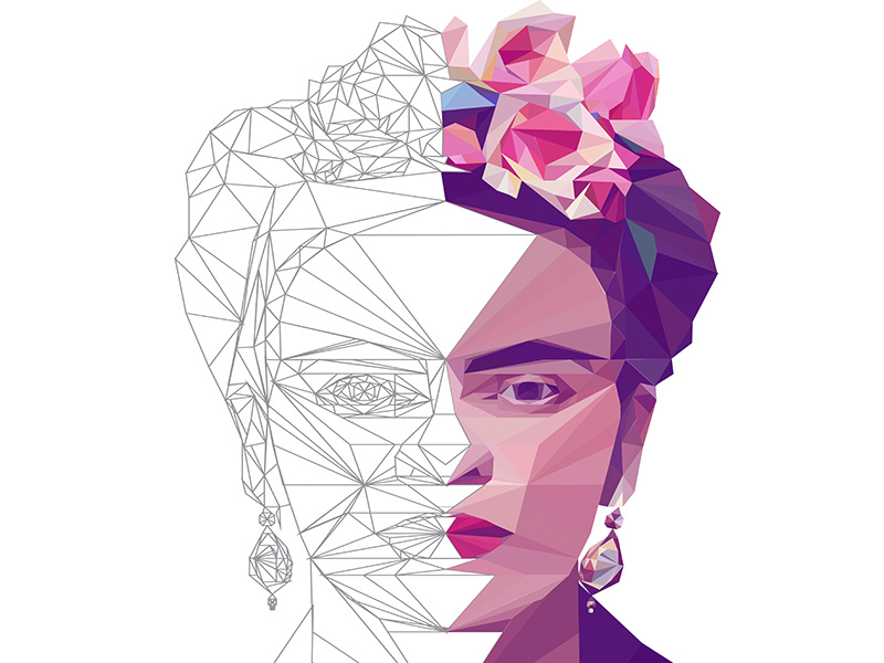 800x600 Frida Kahlo Lowpoly Portrait Process