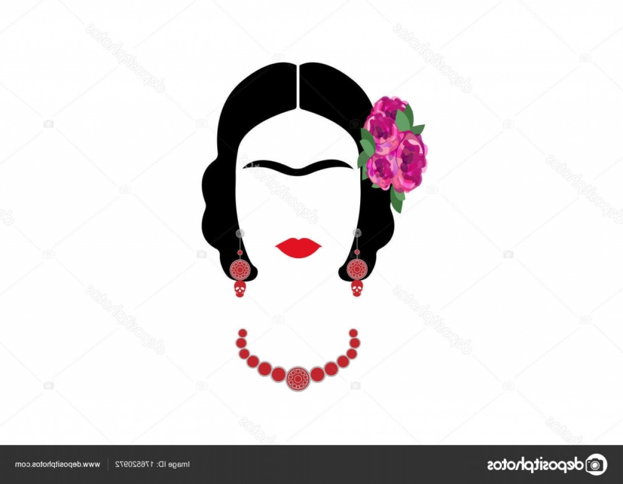 1228x954 Stock Illustration Frida Kahlo Vector Portrait Graphic Createmepink