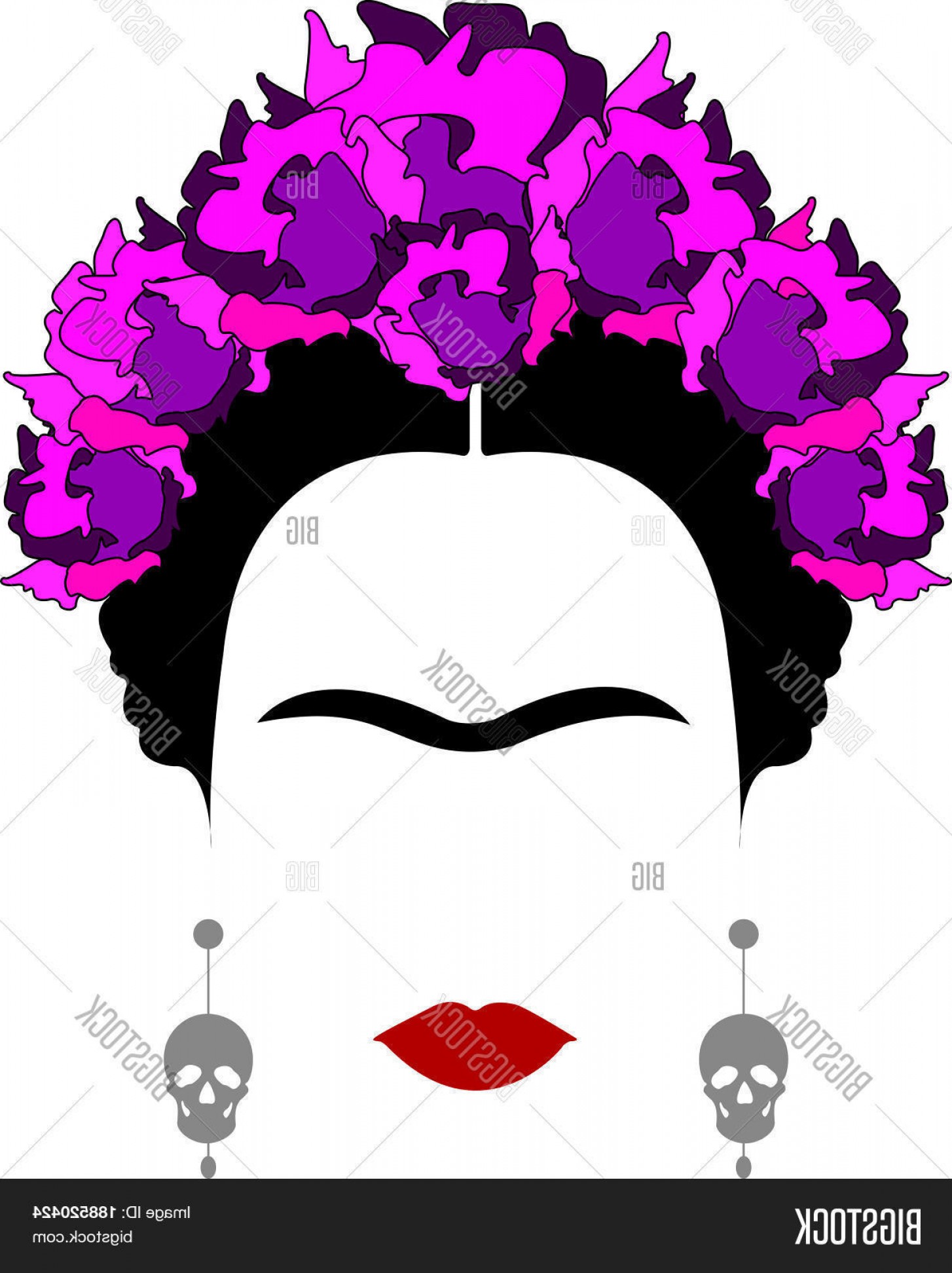 1454x1944 Stock Vector Portrait Of Mexican Or Spanish Woman Minimalist Frida