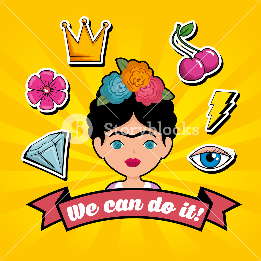 1000x1000 Frida Kahlo With Fashion Pop Art And Message Vector Illustration