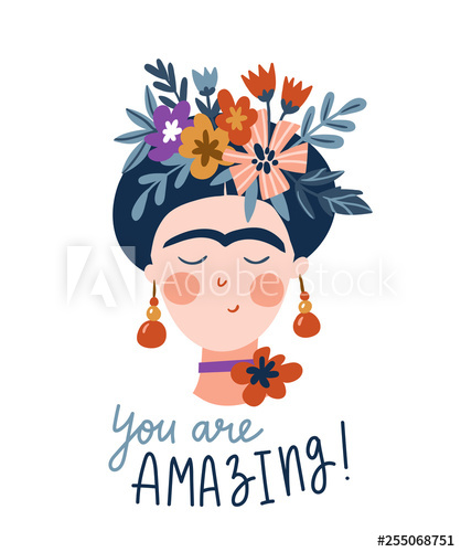 Frida Khalo Cute And Funny Female Portrait Girl Greeting Card 418x500 Frida Khalo Cute And Funny Female Portrait Girl Greeting Card