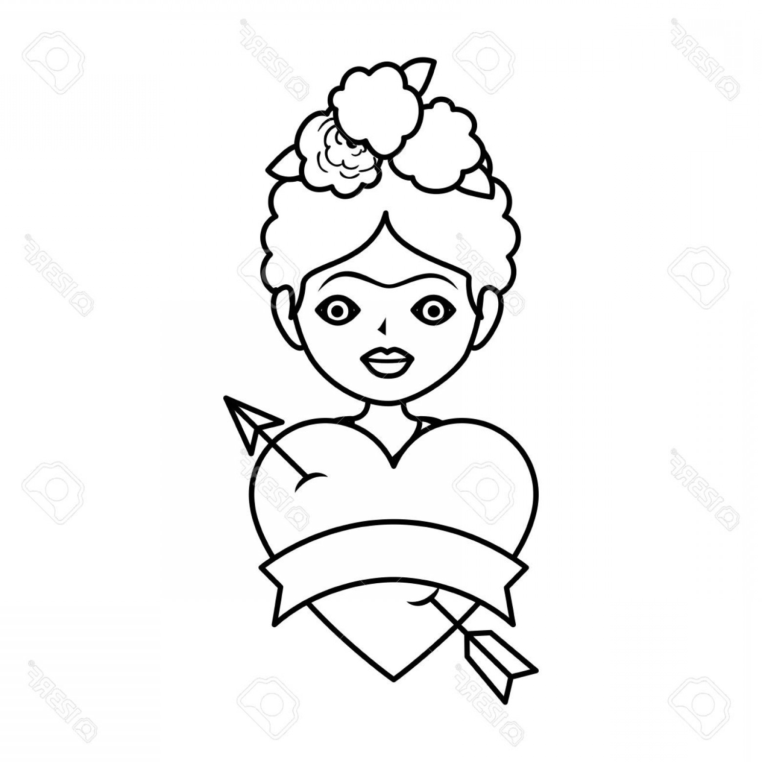 Photostock Vector Frida Kahlo With Heart Love Vector Illustration 1560x1560 Photostock Vector Frida Kahlo With Heart Love Vector Illustration