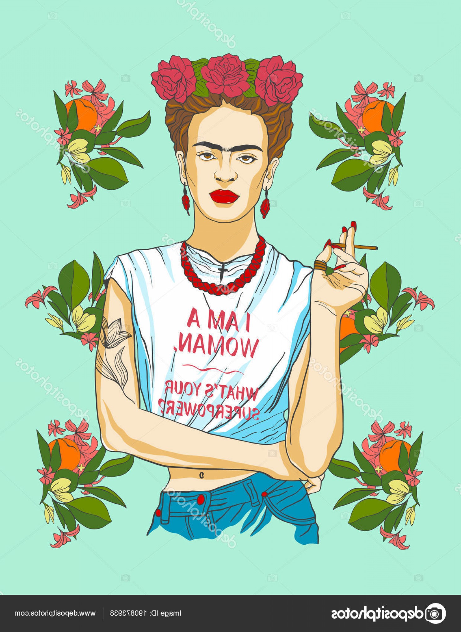 Stock Illustration Magdalena Carmen Frida Kahlo Calderon Handandbeak 1488x2040 Stock Illustration Magdalena Carmen Frida Kahlo Calderon Handandbeak