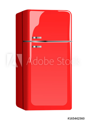 354x500 A Modern Red Fridge Vector Illustration