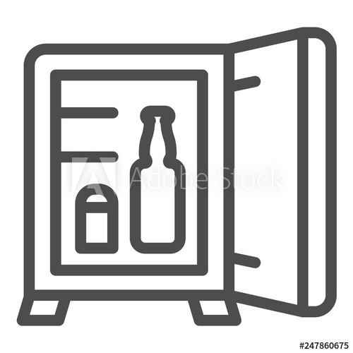 500x500 Mini Bar Line Icon Hotel Fridge Vector Illustration Isolated