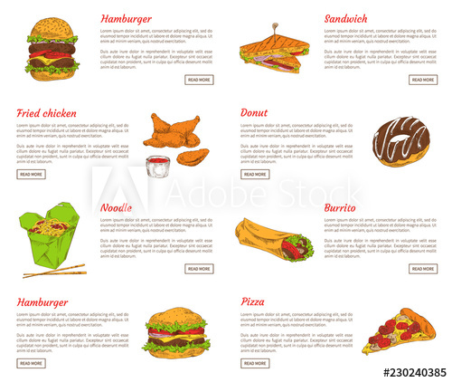 500x422 Hamburger And Fried Chicken Vector Illustration