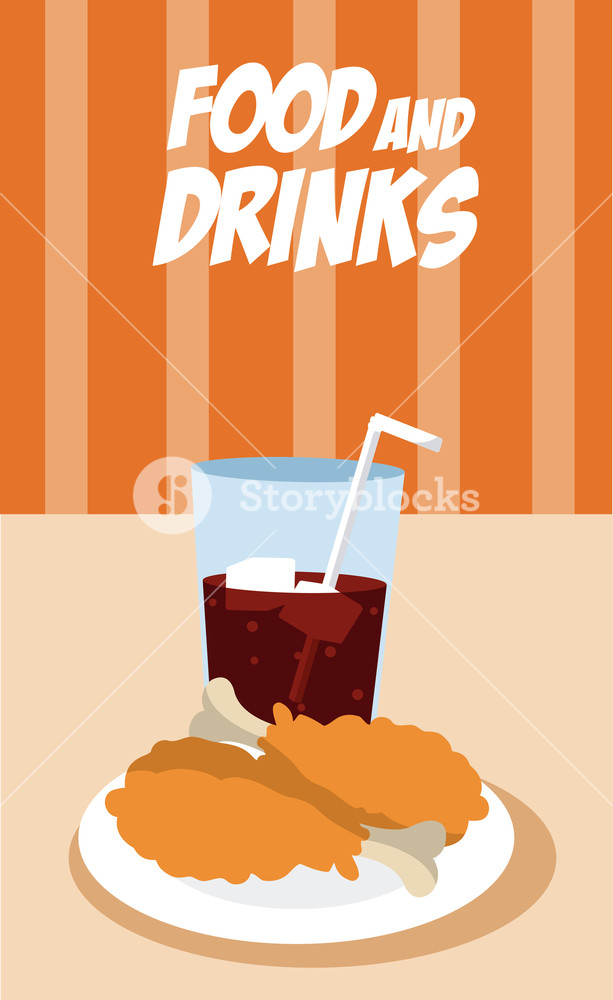 613x1000 Soda And Fried Chicken Vector Illustration Graphic Design Royalty