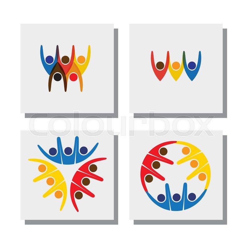 800x800 Set Of Lively Happy Excited People Stock Vector Colourbox