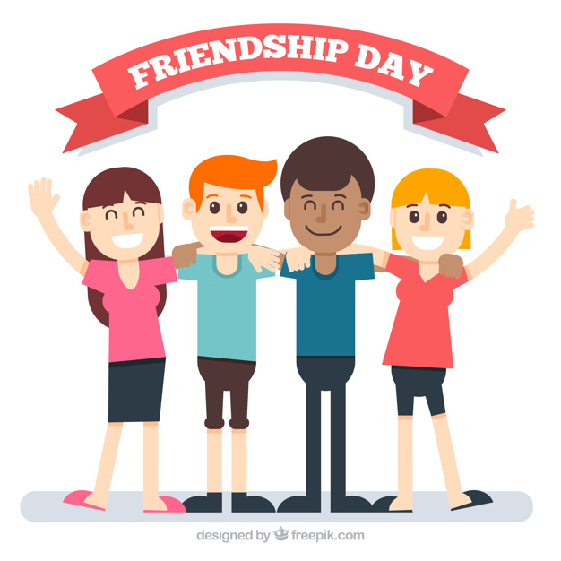 626x626 Friendship Day Background With Happy Friends Vector Free Download