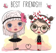 190x178 Little Girl Best Friends Vector Image Illustration Iphone