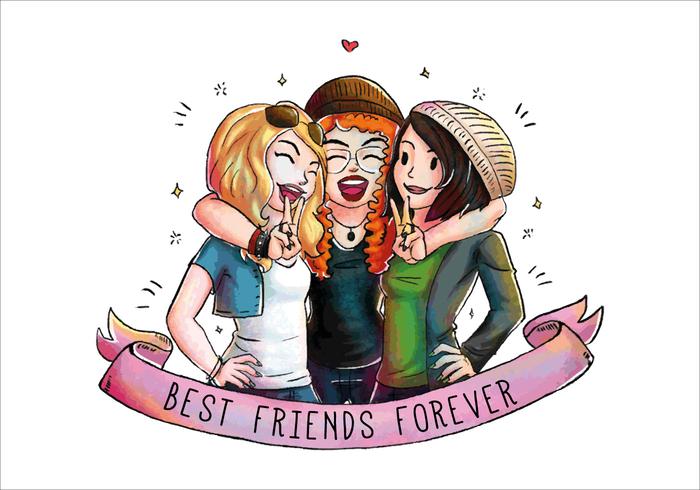700x490 Three Cute Happy Friends Together Vector