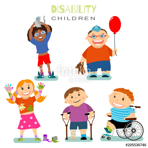 500x500 Disability And Special Needs Of Children With Friends Vector