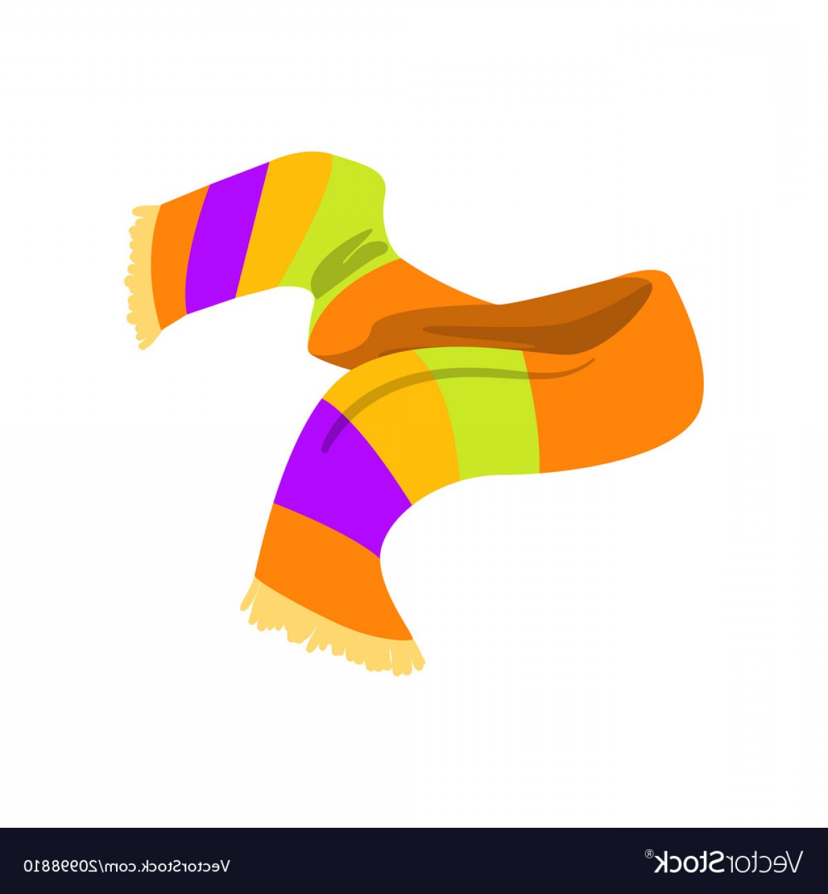 1200x1296 Multicolored Striped Scarf With Fringe On The Ends Vector