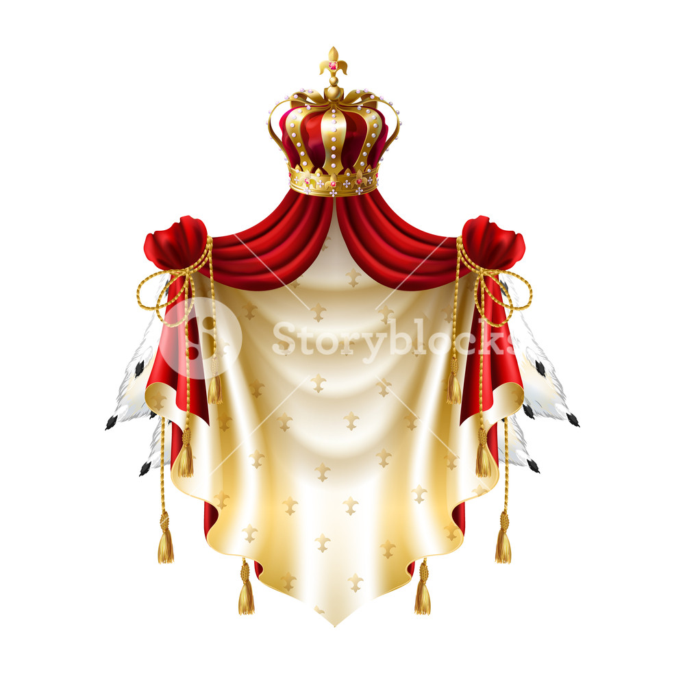 1000x1000 Vector Royal Baldachin With Gold, Crown, Jewelry And Fringe Fur