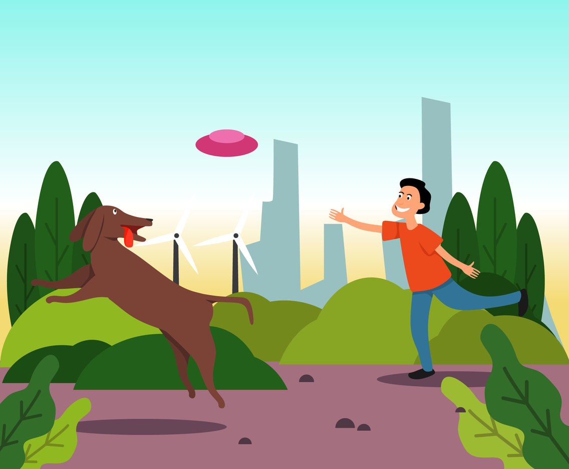 1136x936 Playing Frisbee With Dog Vector Vector Art Graphics