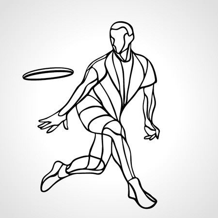 450x450 Sportsman Throwing Ultimate Frisbee Lineart Clipart, Vector