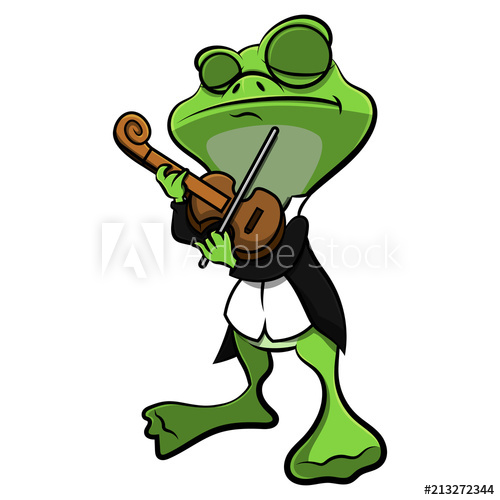 500x500 Frog Playing Classical Music With Violin Cartoon Vector